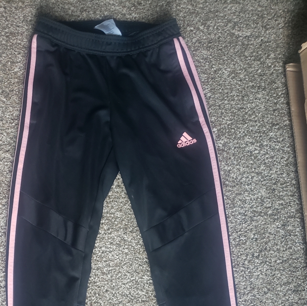 adidas Black and Pink Track Pants
